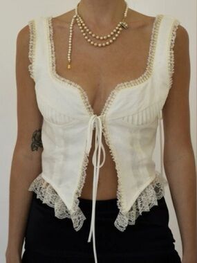 Vintage style White cotton soft corset top